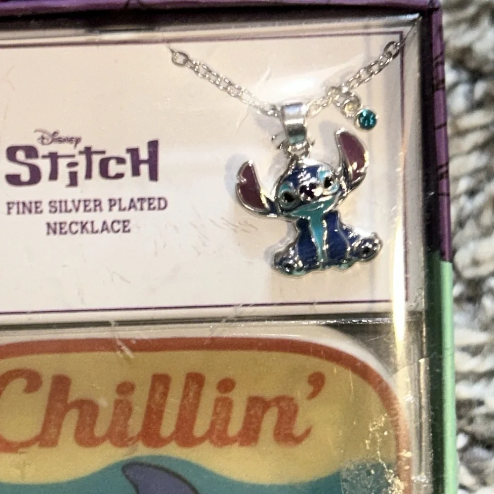 Disney Stitch fine silver plated‎ necklace chillin ice cram